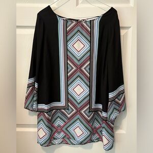 Rose & Olive Multicolor Geometric Blouse
